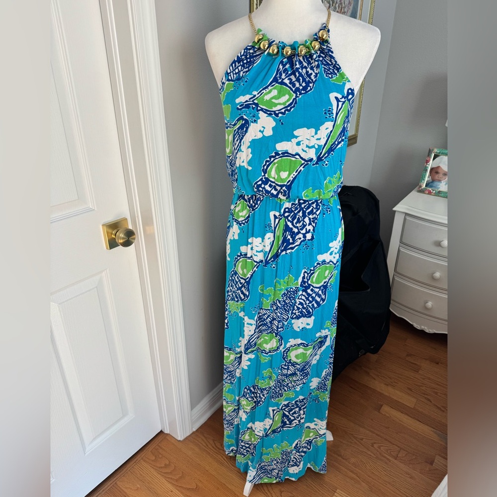 Lilly Pulitzer Blue and Green Maxi Dress